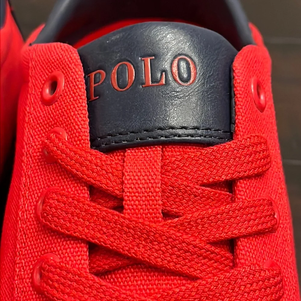 Polo Ralph Lauren Harvey SK VLC Shoes Sneakers Boat Deck Canvas red Mens Sizes